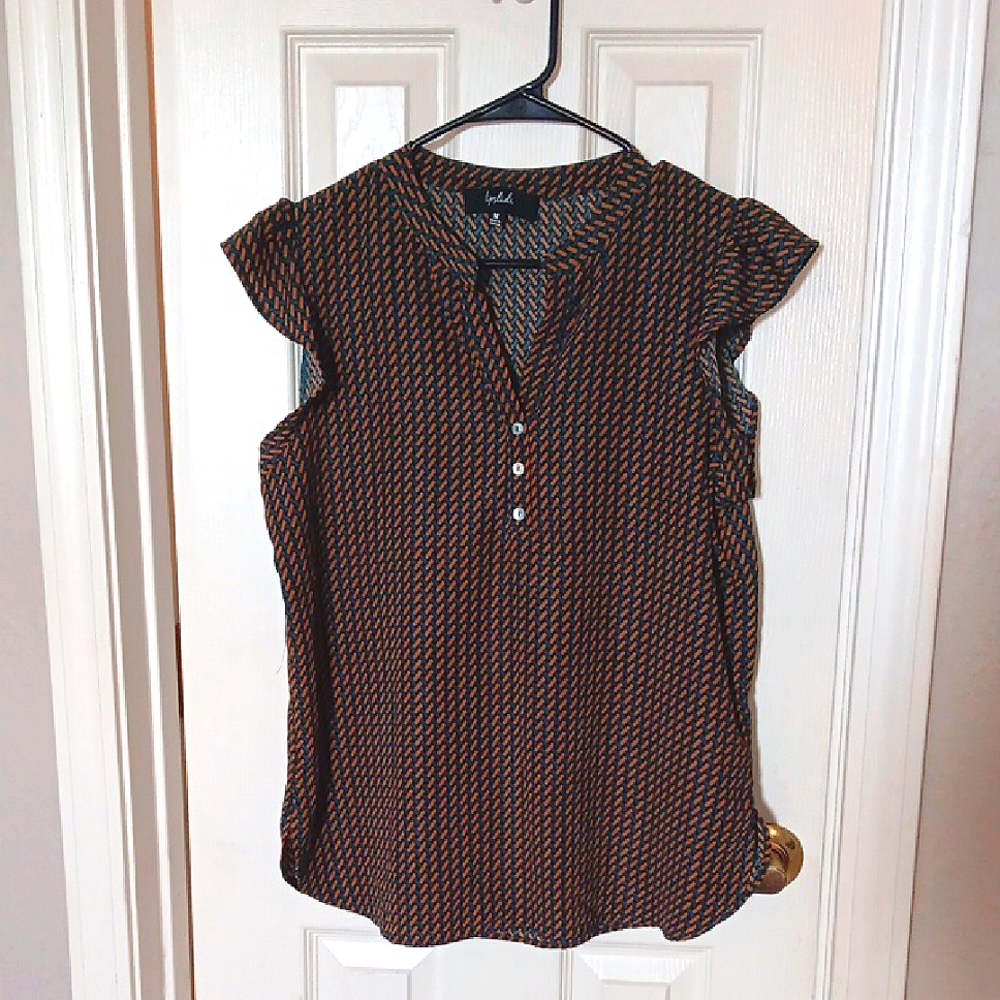 Women's Black and Brown Patterned Top